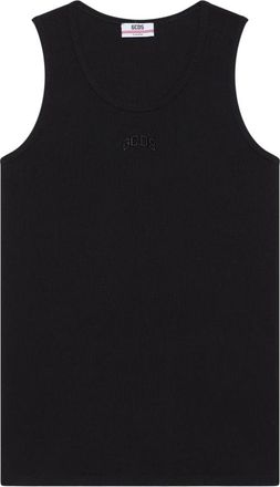 GCDS Ribbed Logo Lounge Tank - Heren - Tops zonder mouwen - Zwart - XS - Katoen - Tops