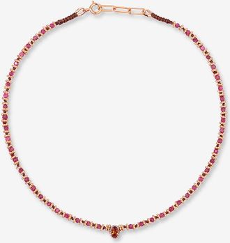 Tityaravy Halbedelstein-Halskette mit Diamanten Alhyka