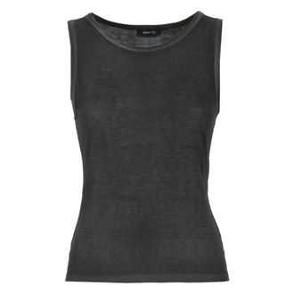 Avant Toi Sleeveless Tops, female, Black, Size: XS Round Neck Sleeveless Top