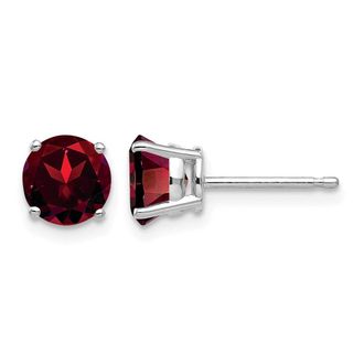 Diamond2Deal 14k White Gold 6mm Garnet Earrings