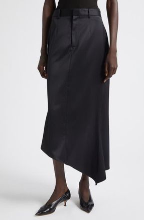 GRACE LING Tailored Angular Stretch Wool Skirt in Black at Nordstrom, Size 36