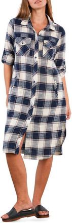 BILLY T Long Sleeve Denim Shirtdress in Mighty Plaid at Nordstrom, Size X-Large