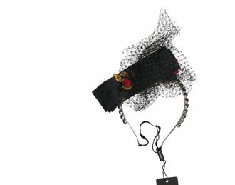 Dolce & Gabbana Zwarte Aardbei Sicilië Kristallen Net Haarband Diadeem