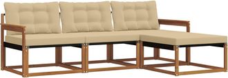 vidaXL Conjunto De Sof&aacute;s De Exterior 4 Uds. Natural Y Beige Vidaxl