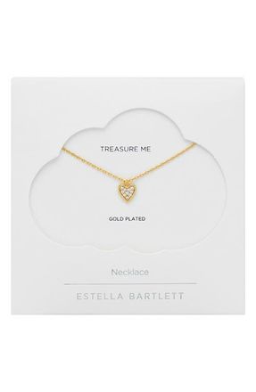 Estella Bartlett Pav&eacute; Mini Heart Pendant Necklace in Gold at Nordstrom