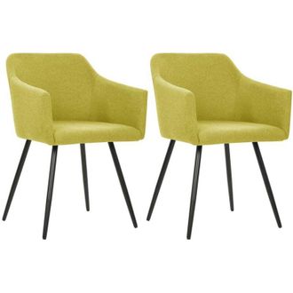 vidaXL Sillas De Comedor 2 Unidades Tela Verde Vidaxl