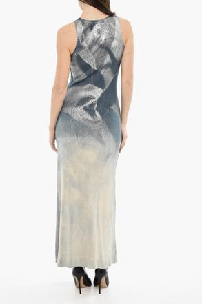 Diesel Maxi Dress M-IDELLE Ribbed Metallic Effect Diesel