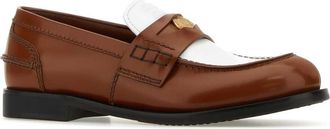 Miu Miu Womens Two-Tone Leather Loafer Brown Calfskin