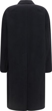 Rick Owens Mens Brad Virgin Wool Coat Black Merino Ovis Aries