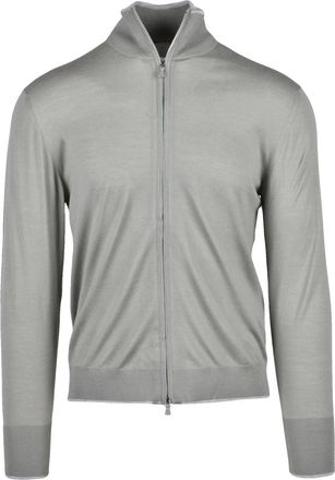 Eleventy Sage Green Men Wool Zip Cardigan