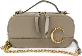 Chlo&eacute; Tweedehands leren schoudertassen - Dames - Vintage Handtas - Beige - ONE Size - Vintage