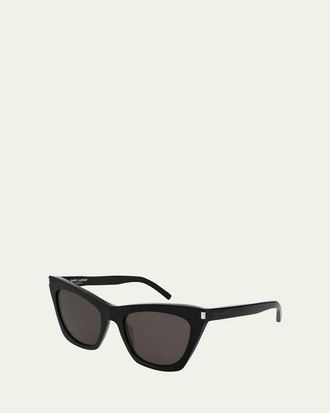 Saint Laurent Kate Cat-Eye Acetate Sunglasses, Black