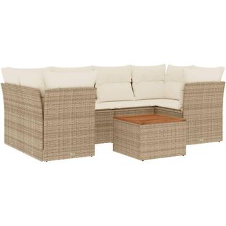 vidaXL Vidaxl - Set Divani da Giardino 7 pz con Cuscini Beige in Polyrattan