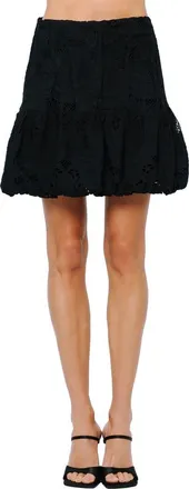 Ciebon Raz Embroidered Eyelet Ruffled Miniskirt in Black at Nordstrom Rack, Size Large