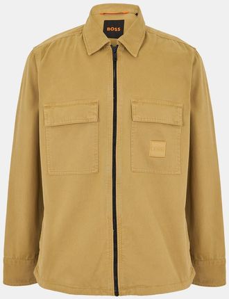 HUGO BOSS Mens Lovel Zipped Overshirt in Medium Beige - Size Medium