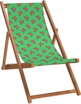 Vent de Bohème Silla plegable de haya con estampado floral verde