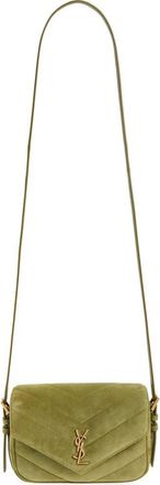 Saint Laurent Toy Loulou Matelass&eacute; Suede Crossbody Bag in Khaki Juniper at Nordstrom