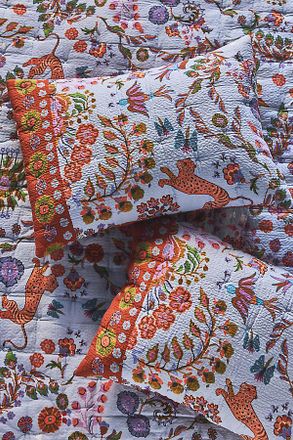Anthropologie The Printed Textured Cotton Pillow Shams, Set of 2