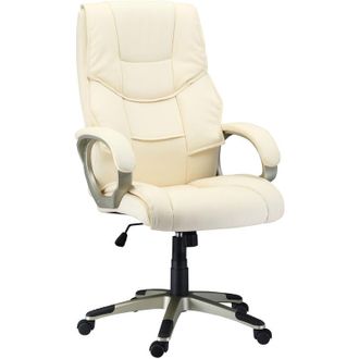 HOMCOM Homcom - Executive Office Chair Faux Leather Computer Desk Chair w/ Wheel White