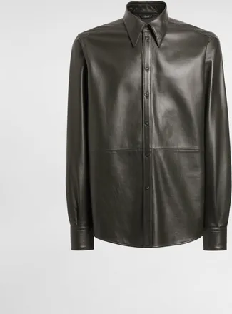 Dolce & Gabbana Nappa Leather Shirt - Man Coats And Jackets Green 50