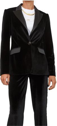 Fracomina Zwarte Regular Jacket Polyester Elastaan - Dames - Blazers - Zwart - S - Polyester - Jassen