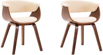 vidaXL Sillas De Comedor 2 Pcs Madera Curva Y Crema De Cuero Artificial