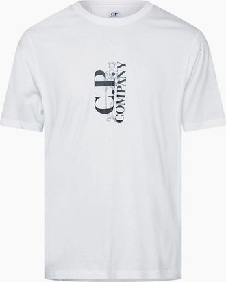 C.P. Company Mens 30/1 Jersey Vertical Logo T-Shirt - White - Size: 38