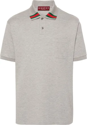 Gucci Web polo shirt - unisex - Elastane/Cotton - L - Grey