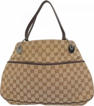 Gucci Beige Brown Canvas Tote Bag (Pre-Owned)