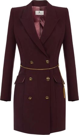 Elisabetta Franchi Mini-jurk met dubbele rij knopen en ketting - Paars