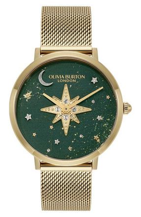 Olivia Burton Celestial Nova Bracelet Watch, 35mm in Gold/Green at Nordstrom