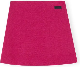 Ganni Red Wool Mini Skirt - Size 10/12 Recycled