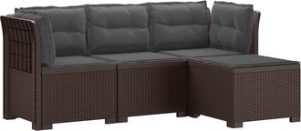 vidaXL Sof&aacute; De Jard&iacute;n Para 4 Personas Con Cojines Y Dise&ntilde;o De Rattan Vidaxl
