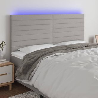 vidaXL Cabecero Con Luces Led Tela Gris Claro 160x5x118/128 Cm Vidaxl