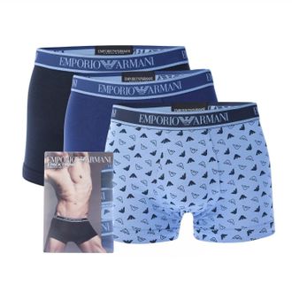 Emporio Armani Heren Core Logo Boxershorts (Set van 3) (Donkerblauw/Lichtblauw/Blauw)