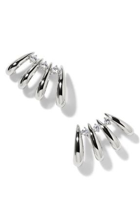 Nadri Pisa Hoop Climber Earrings in Rhodium at Nordstrom