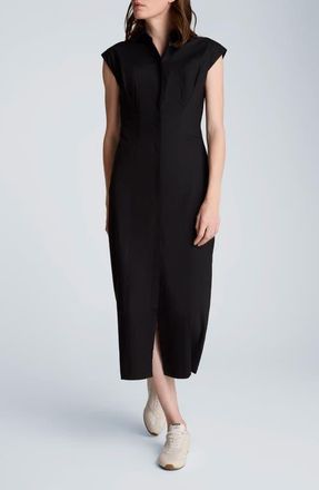 Kenneth Cole Pleated Maxi Shirtdress in Black at Nordstrom, Size 10
