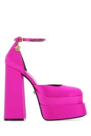 Versace Fuchsia Satin Medusa Aevitas Pumps
