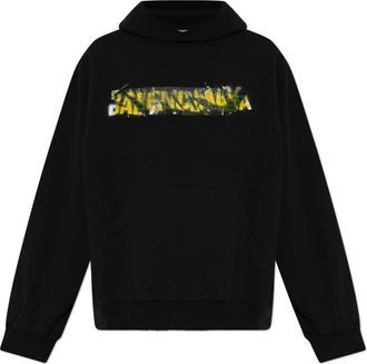 Balenciaga Messy Spray Hoodie - Heren - Hoodies - Zwart - XS - Katoen - Hoodies & sweatvesten