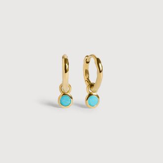 Monica Vinader Gold December Birthstone Huggie Earrings Tuquoise