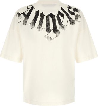 Palm Angels Gothic Logo Print T-shirt - Cream