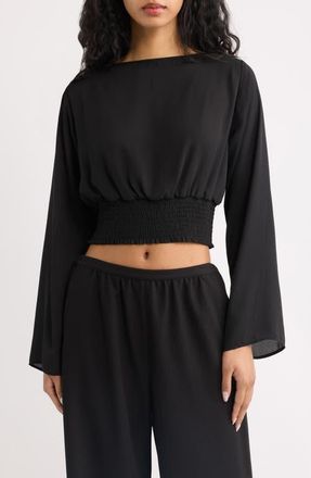 Solid & Striped The Ace Smocked Top in Noir at Nordstrom, Size X-Large
