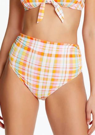 Bleu Rod Beattie Hip To Be Square High Waist Swim Bottoms In Yellow Multi