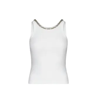 John Richmond Tops, Dames, Wit, XS, Top zonder mouwen met versierde halslijn