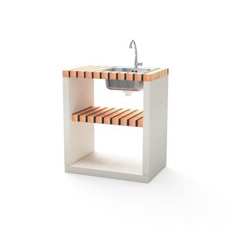 Movelar Fregadero Y Grifo Bancada Nola Para Barbacoa De Obra Prefabricada (blanco, Naranja - 70 X 47 X 47 Cm) - Uso En Exteriores - Movelar