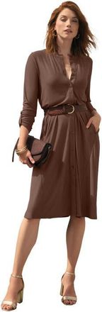Jessica London &frac34; Sleeve A-Line Shirt Dress in Rich Brown at Nordstrom, Size 3X