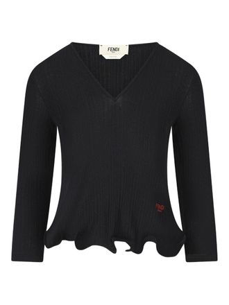 Fendi Wool V-Necked Sweater-Donna