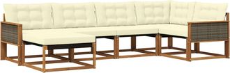 vidaXL Conjunto De Sof&aacute;s De Exterior 6 Uds. Natural Y Crema Vidaxl