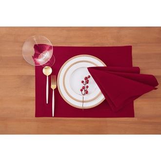Solino Home Cotton Linen Hemstitch Placemats, 14 x 19 in Red at Nordstrom, Size Medium