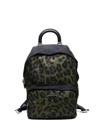 Prada 2000-2015 leopard-print backpack - women - Nylon - One Size - Green